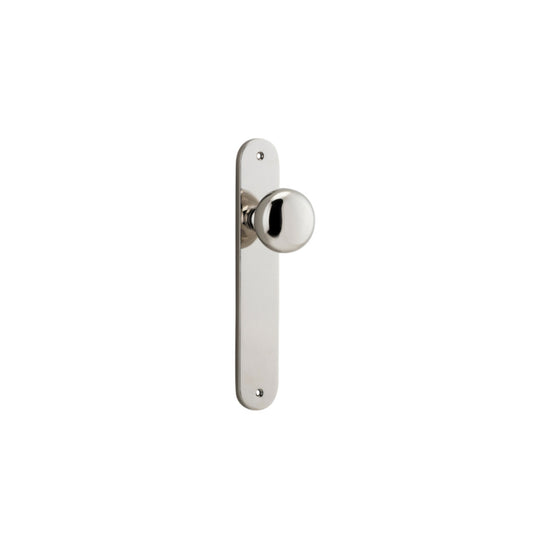 Door Knob Cambridge Oval Latch Polished Nickel H230xW40xP67mm in Polished Nickel