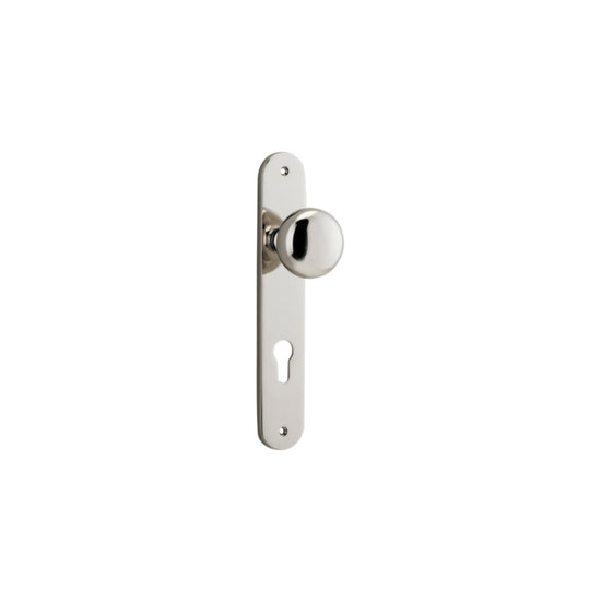 Door Knob Cambridge Oval Euro Polished Nickel CTC85mm H230xW40xP67mm in Polished Nickel