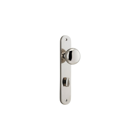 Door Knob Cambridge Oval Privacy Polished Nickel CTC85mm H230xW40xP67mm in Polished Nickel