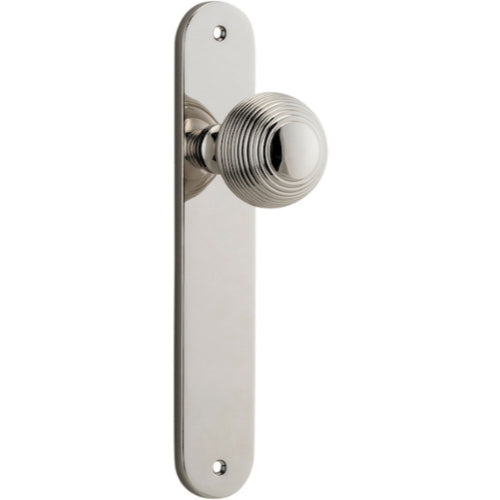 Door Knob Guildford Oval Latch Polished Nickel H230xW40xP60mm in Polished Nickel