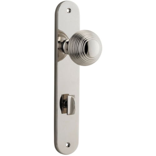 Door Knob Guildford Oval Privacy Polished Nickel CTC85mm H230xW40xP60mm in Polished Nickel