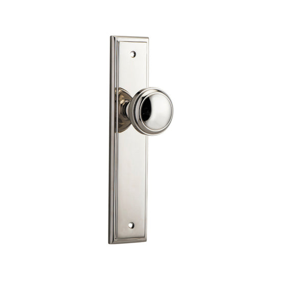 Door Knob Paddington Stepped Latch Polished Nickel H237xW50xP68mm in Polished Nickel