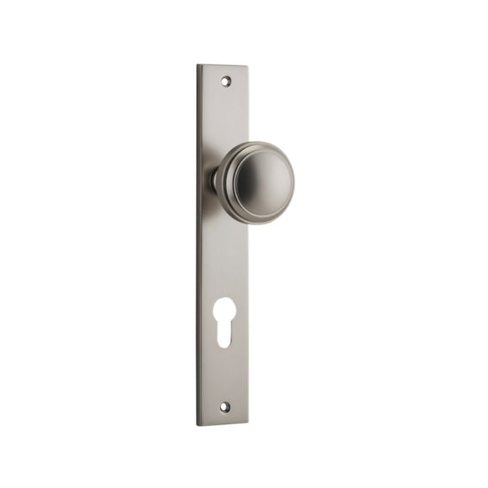 Door Knob Paddington Rectangular Euro Satin Nickel CTC85mm H240xW38xP68mm in Satin Nickel