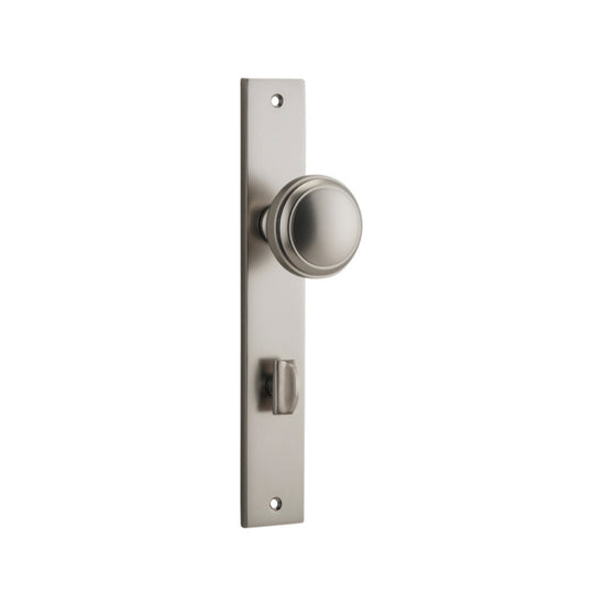 Door Knob Paddington Rectangular Privacy Satin Nickel CTC85mm H240xW38xP68mm in Satin Nickel