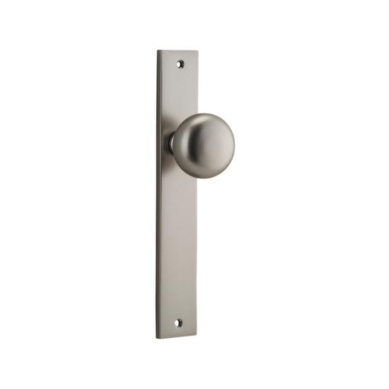 Door Knob Cambridge Rectangular Latch Satin Nickel H240xW38xP67mm in Satin Nickel