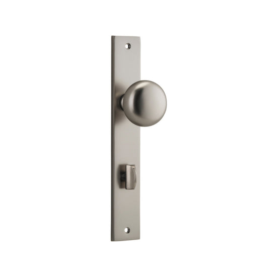 Door Knob Cambridge Rectangular Privacy Satin Nickel CTC85mm H240xW38xP67mm in Satin Nickel