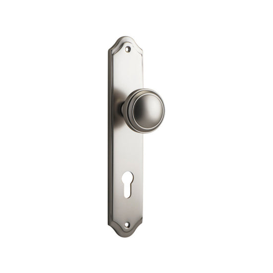 Door Knob Paddington Shouldered Euro Satin Nickel CTC85mm H237xW50xP68mm in Satin Nickel