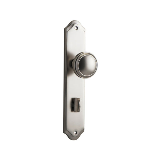 Door Knob Paddington Shouldered Privacy Satin Nickel CTC85mm H237xW50xP68mm in Satin Nickel