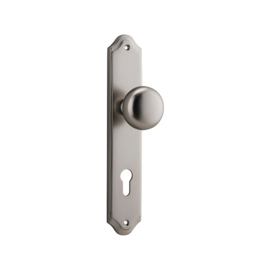 Door Knob Cambridge Shouldered Euro Satin Nickel CTC85mm H237xW50xP67mm in Satin Nickel