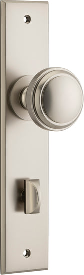 Door Knob Paddington Chamfered Privacy Satin Nickel H240xW50xP63mm in Satin Nickel