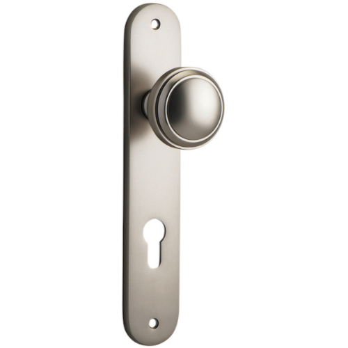 Door Knob Paddington Oval Euro Satin Nickel CTC85mm H237xW50xP68mm in Satin Nickel