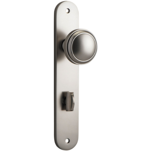 Door Knob Paddington Oval Privacy Satin Nickel CTC85mm H237xW50xP68mm in Satin Nickel