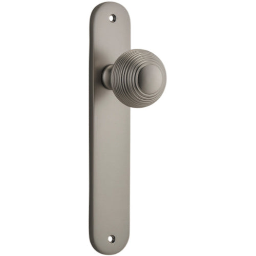 Door Knob Guildford Oval Latch Satin Nickel H230xW40xP60mm in Satin Nickel