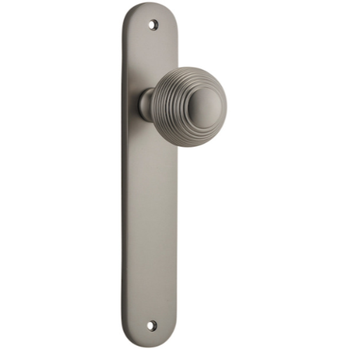 Door Knob Guildford Oval Latch Satin Nickel H230xW40xP60mm in Satin Nickel