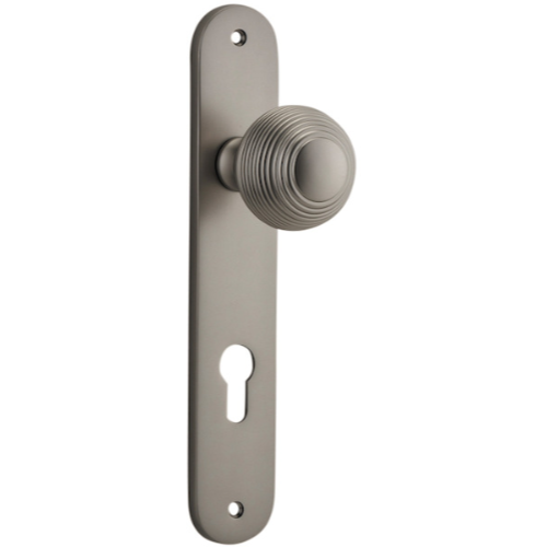 Door Knob Guildford Oval Euro Satin Nickel CTC85mm H230xW40xP60mm in Satin Nickel