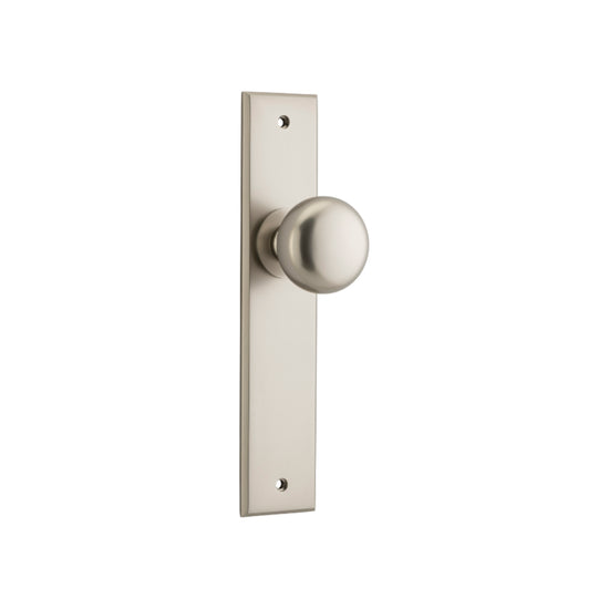 Door Knob Cambridge Chamfered Latch Satin Nickel H240xW50xP63mm in Satin Nickel