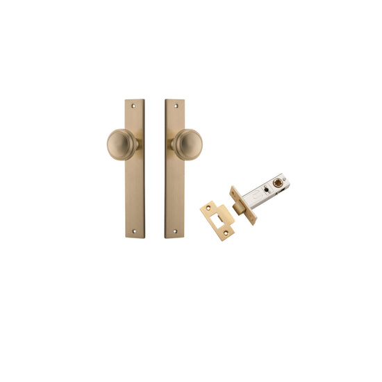 Door Knob Paddington Rectangular Latch Brushed Brass H240xW38xP68mm Passage Kit, Tube Latch Split Cam 'T' Striker Brushed Brass Backset 60mm in Brushed Brass