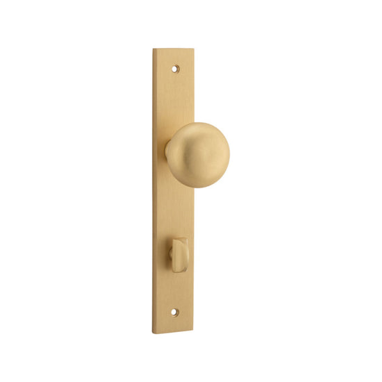 Door Knob Cambridge Rectangular Privacy SB CTC85mm in Brushed Brass