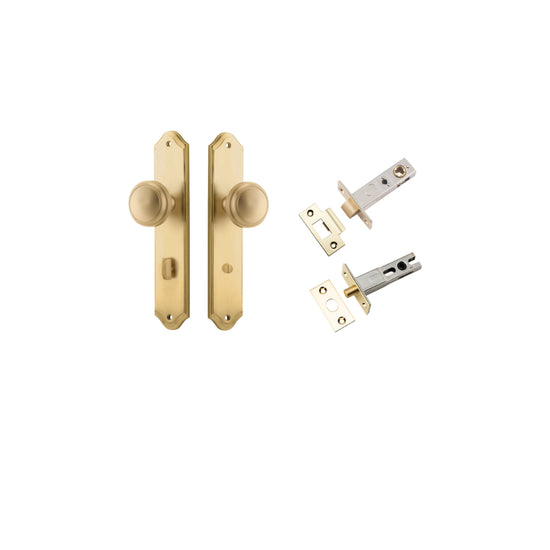 Door Knob Paddington Shouldered Privacy Brushed Brass CTC85mm D55xP63mm BPH250xW48mm Privacy Kit, Tube Latch Split Cam 'T' Striker Signature Brass Backset 60mm, Privacy Bolt Round Bolt Signature Brass Backset 60mm in Brushed Brass