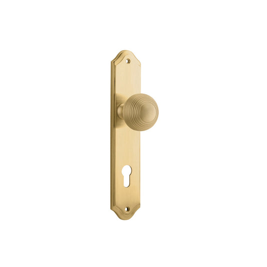 Door Knob Guildford Shouldered Euro Brushed Brass H250xW48xP74mm in Brushed Brass