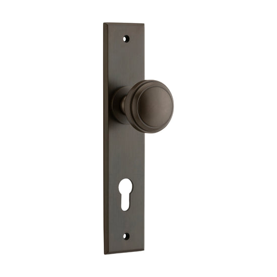 Door Knob Paddington Chamfered Euro Brushed Brass H240xW50xP63mm in Signature Brass