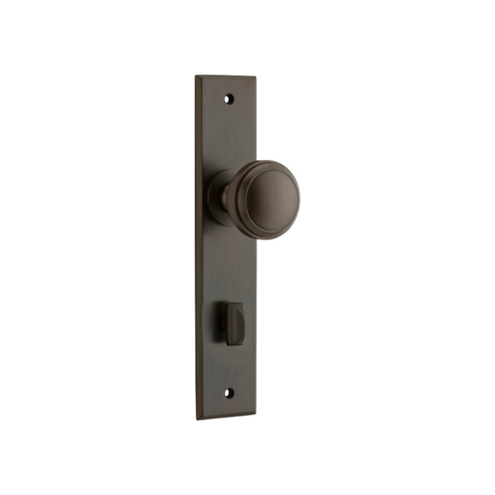 Door Knob Paddington Chamfered Privacy Brushed Brass H240xW50xP63mm in Signature Brass