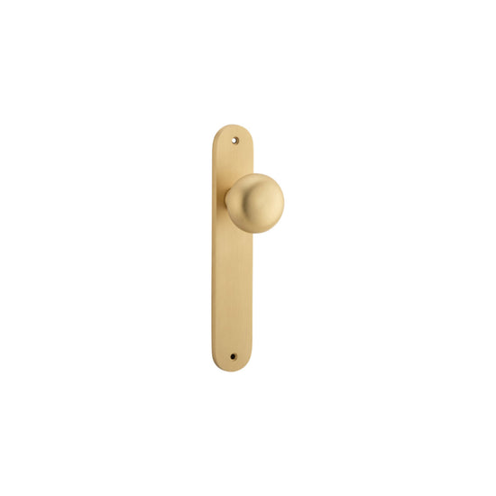 Door Knob Cambridge Oval Latch Brushed Brass H240xW40xP67mm in Brushed Brass