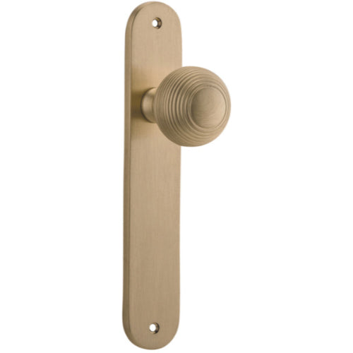 Door Knob Guildford Oval Latch Brushed Brass H230xW40xP60mm in Brushed Brass