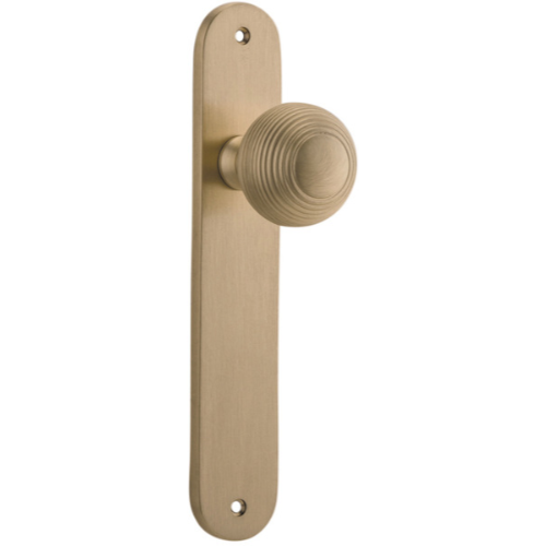 Door Knob Guildford Oval Latch Brushed Brass H230xW40xP60mm in Brushed Brass