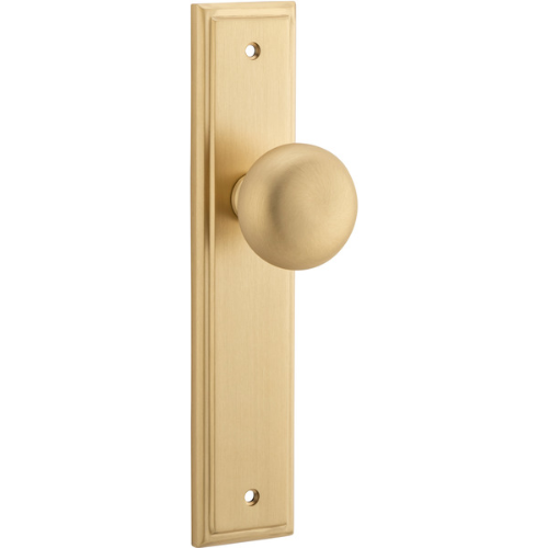 Door Knob Cambridge Stepped Latch Brushed Brass H237xW50xP67mm in Brushed Brass