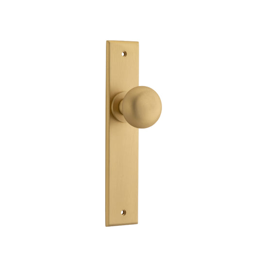 Door Knob Cambridge Chamfered Latch Brushed Brass H240xW50xP63mm in Brushed Brass