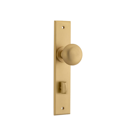 Door Knob Cambridge Chamfered Privacy Brushed Brass H240xW50xP63mm in Brushed Brass