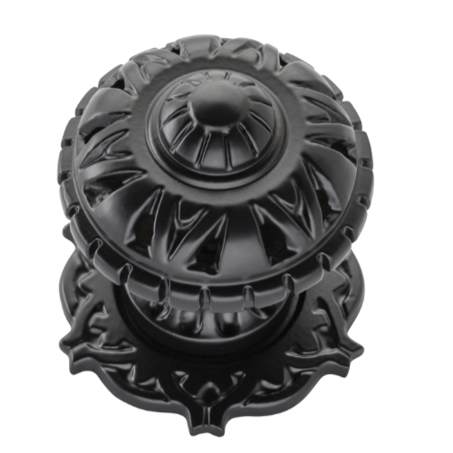 Centre Door Knob Filigree Matt Black P86mm Backplate 68mm in Matt Black