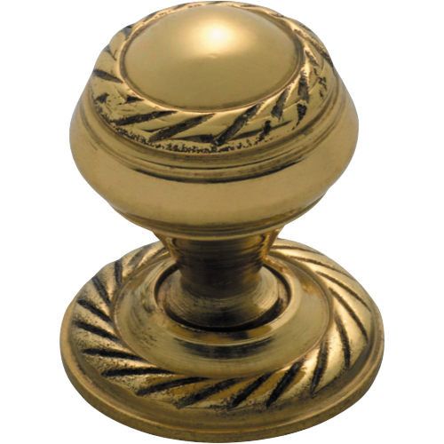 Cupboard Knob Sheet Brass Georgian Polished Brass D19xP24mm in Polished Brass