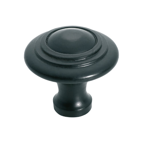 Tradco Domed Cupboard Knob - Iron Matt Black / 38mm in Iron Matt Black