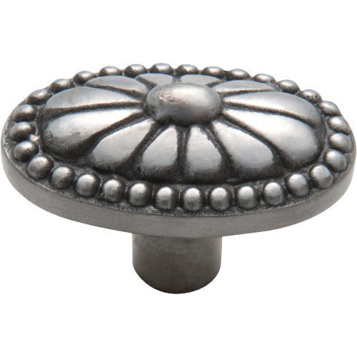 Cupboard Knob Ornate Iron Polished Metal H35xW54xP36mm in Polished Metal