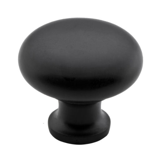 Cupboard Knob Round Iron Matt Black D25xP24mm in Matt Black