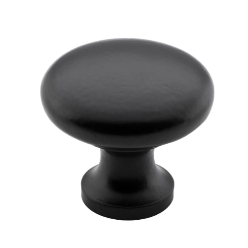 Cupboard Knob Round Iron Matt Black D32xP30mm in Matt Black