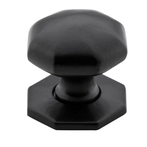 Cupboard Knob Octagonal Iron Matt Black D32xP36mm in Matt Black