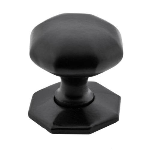 Cupboard Knob Octagonal Iron Matt Black D38xP41mm in Matt Black