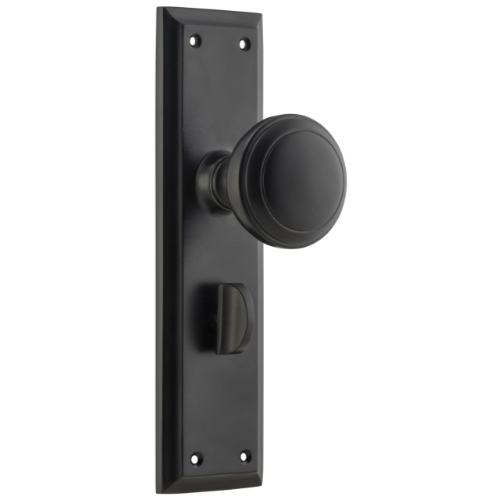 Door Knob Milton Privacy Pair Matt Black H200xW50xP73mm in Matt Black