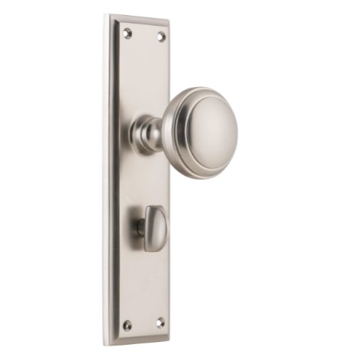 Door Knob Milton Privacy Pair Satin Nickel H200xW50xP73mm in Satin Nickel