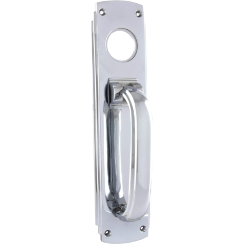 Pull Handle Knocker Art Deco Cylinder Hole Chrome Plated H240xW60mm in Chrome Plated