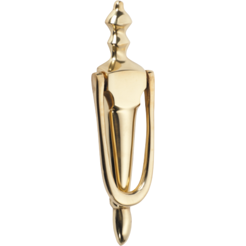 Door Knocker Victorian Unlacquered Polished Brass H185xW45mm in Unlacquered Polished Brass