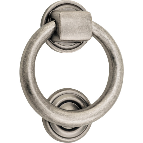 Door Knocker Ring Distressed Nickel D100xP22mm BP52mm in Distressed Nickel