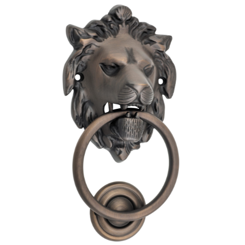 Door Knocker Lion Antique Brass D93xP55mm BP103x135mm in Antique Brass