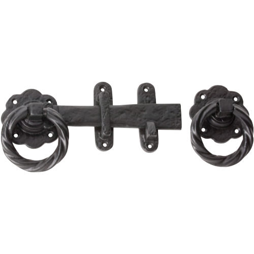 Gate Latch Set Iron Matt Black H80xL200xD70mm BP60mm in Matt Black