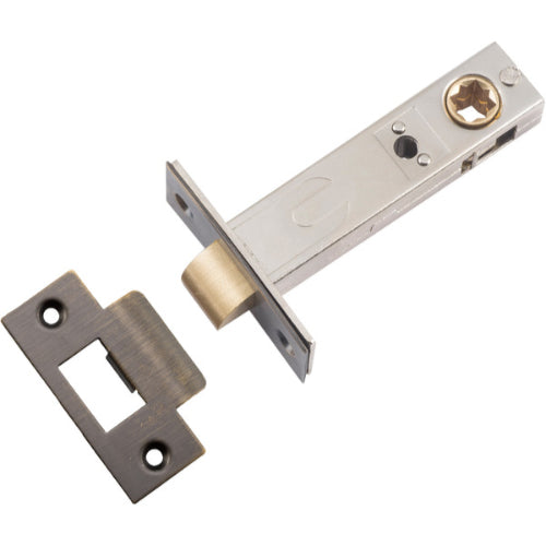 Tube Latch Split Cam Hard Sprung 'T' Striker Signature Brass Backset 70mm in Signature Brass