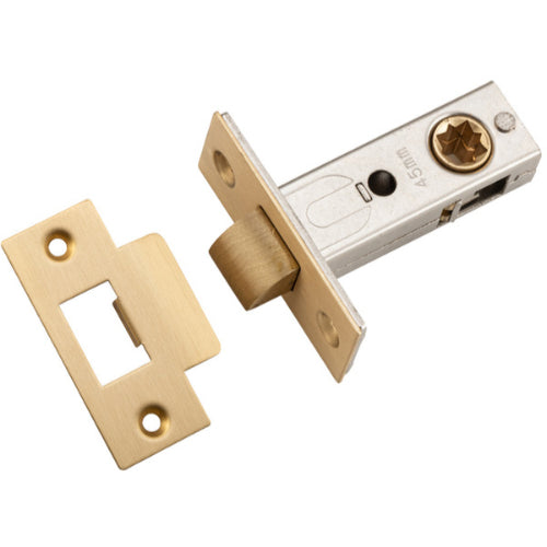 Tube Latch Split Cam Hard Sprung 'T' Striker Brushed Brass Backset 45mm in Brushed Brass