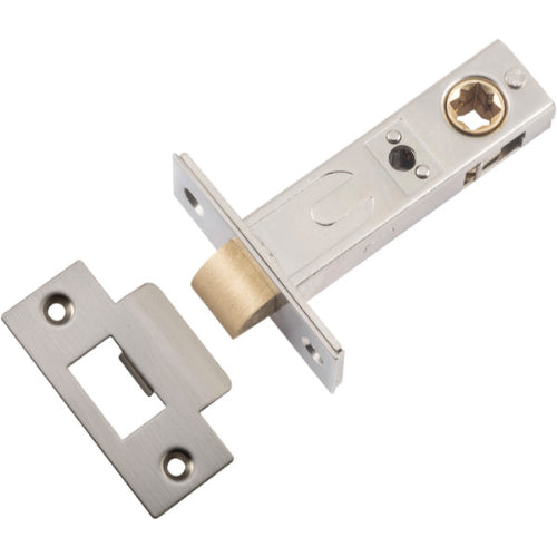 Tube Latch Split Cam Hard Sprung 'T' Striker Satin Nickel Backset 60mm in Satin Nickel